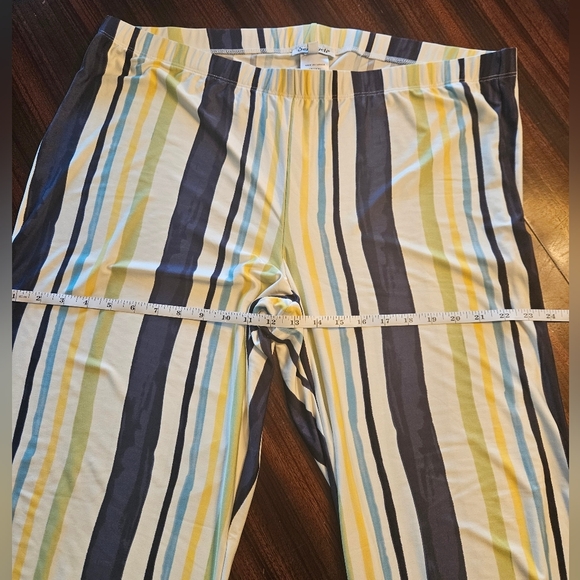 Serengeti Plus 1X Blue Yellow Stripe Wide Leg Pull On Pants NWOT Coastal Grandma - Picture 7 of 10